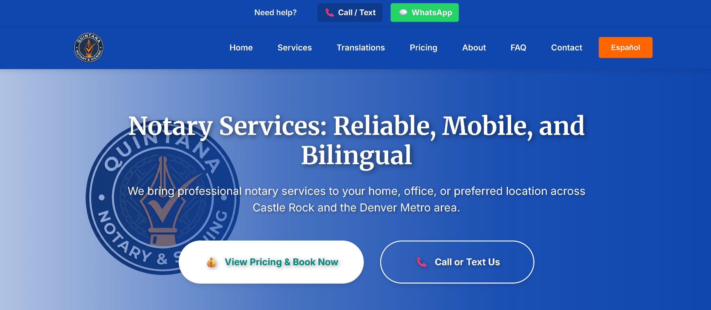 Hero Homepage: Mobile Notary Services